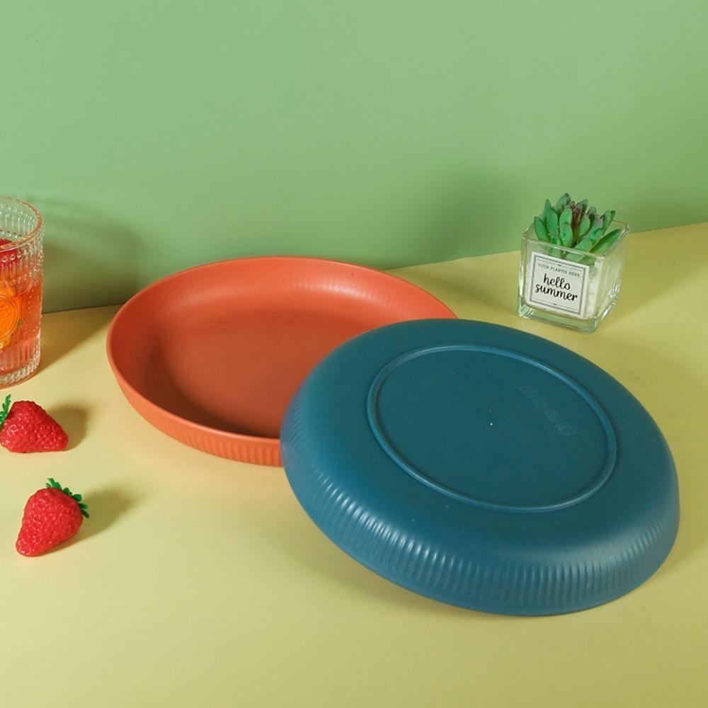 Niños plásticos integrados de la bandeja de la fruta del moldeado de la placa vertical circular de la comida de la paja del trigo del modelo