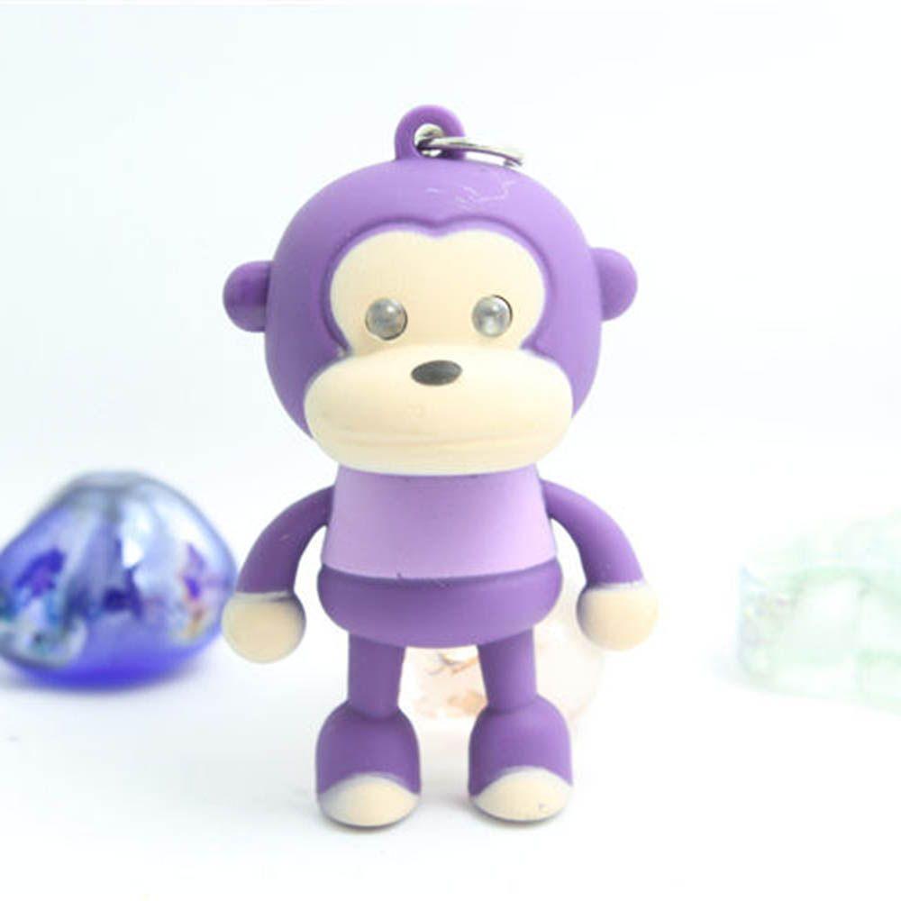 Kawaii Children Car Cute Cartoon Gift Bags Accessories Toy Keychain Keyring Monkey with LED Light