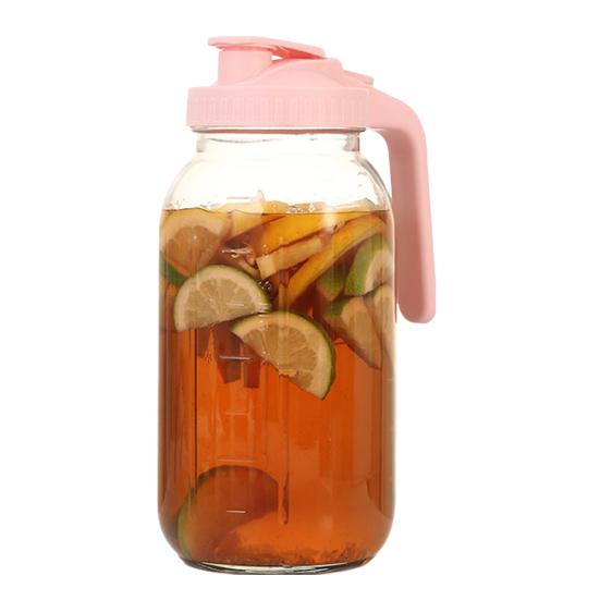 Glass Pitcher with Lid And Handle 32/64oz Wide Mouth Mason Jar Leak-proof Water Pitcher Creamer Container for Juice Coffee Tea