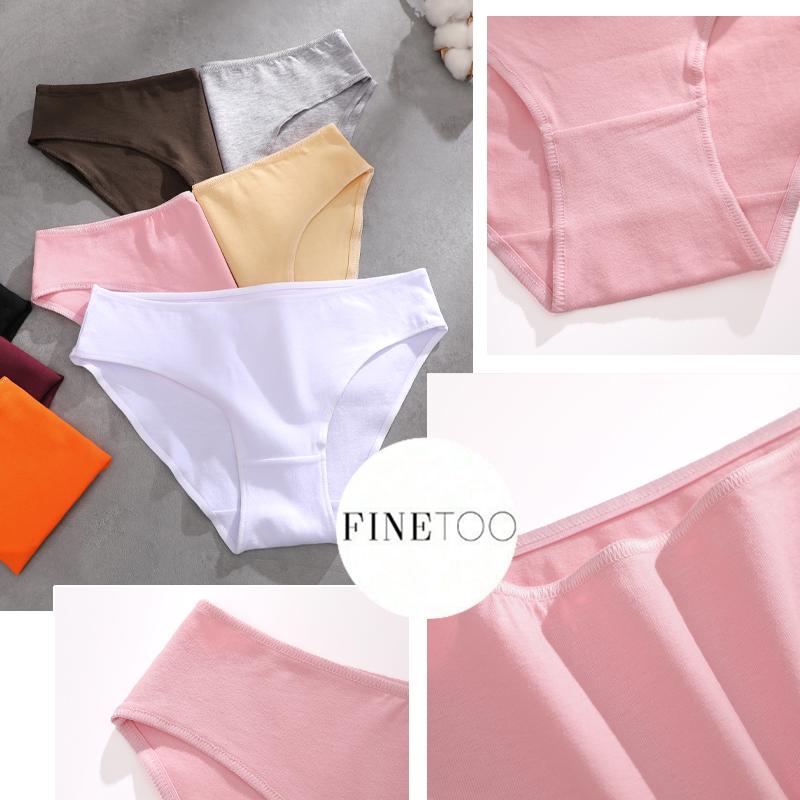 FINETOO 3Pcs/Set Seamless Cotton Fabric Briefs Underwear For Women Sexy Low Waist Breathbale Panties Female Elastic Solid Color Lingerie