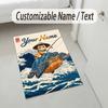 Cat Theme Crystal Velvet Rug Personalized Custom Name Text Soft Floor Mat Home Decor