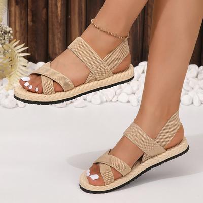 Letní móda Strečová pletená sandály Dámské Zadní elastický pásek Platformová obuv Plus size 35-43 Boty pro ženy Sandály