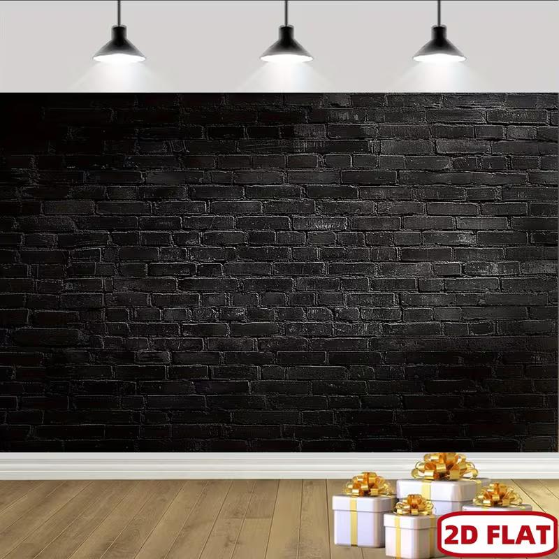 2D Flat Printing Black Brick Wall Backdrop for Studio Photography