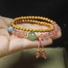 Sandalwood Bead Bracelet 4mm Double Layer, Natural Stone Beaded Wristband, Ethnic Jewelry Gift