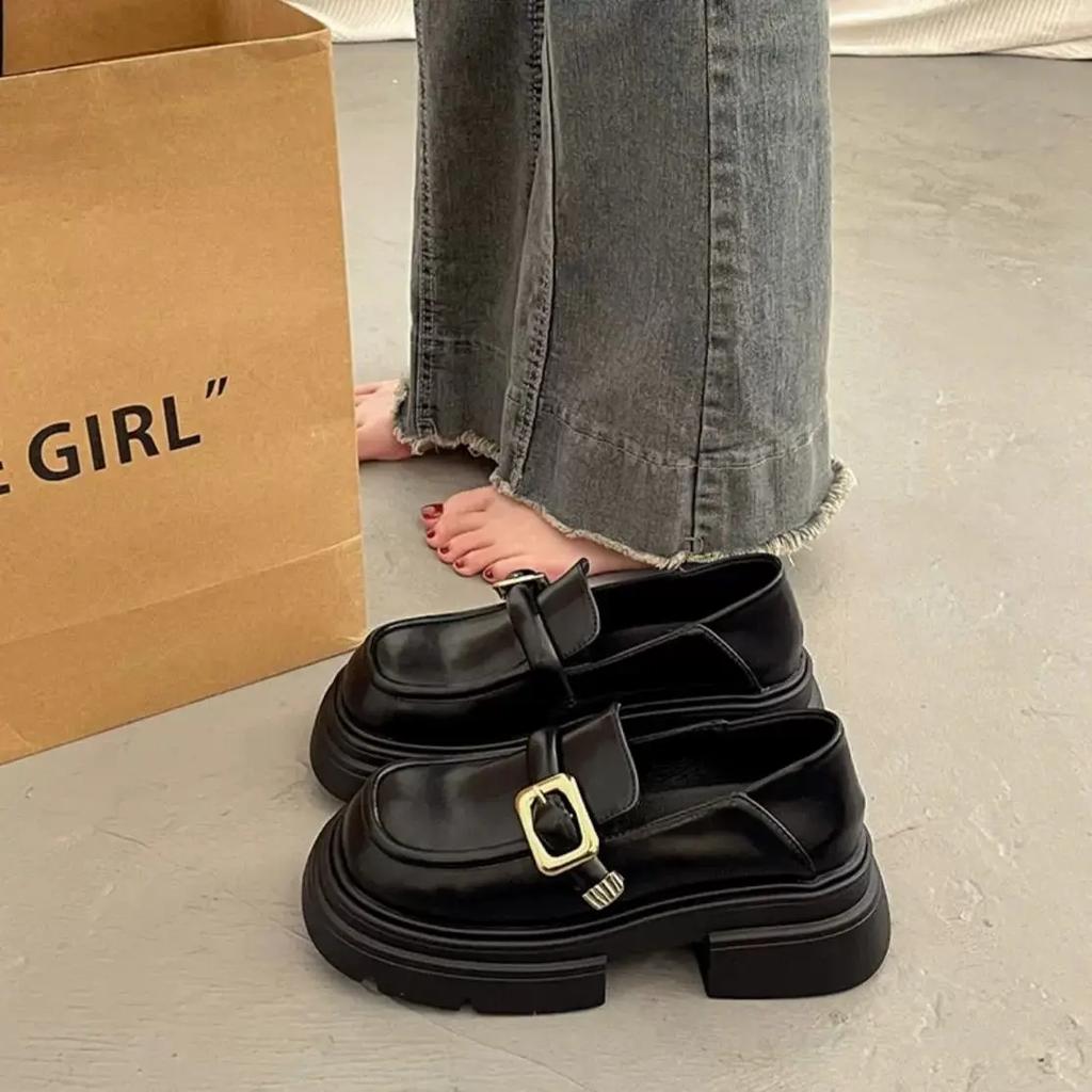 Fashion Ladies Pumps Platform Women's Shoes Round Toe Loafers with Medium Heels 39 Stylish Non Slip Footwear Elegant Dress Fashion Chic