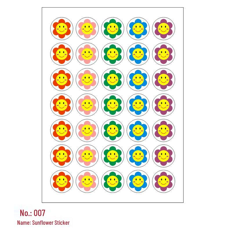 Children's Reward Stickers: Self-Adhesive, Red Flower, Thumbs Up, Smiley Face, Cartoon Designs for Primary School and Kindergarten.