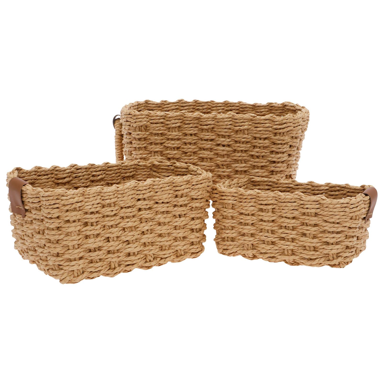 

3 шт. Плетеная корзина для хранения Многоцелевой контейнер Таб-топ ящики Органайзер для стола Кухонная полка для продуктов для полок Ванная комната Гостиная