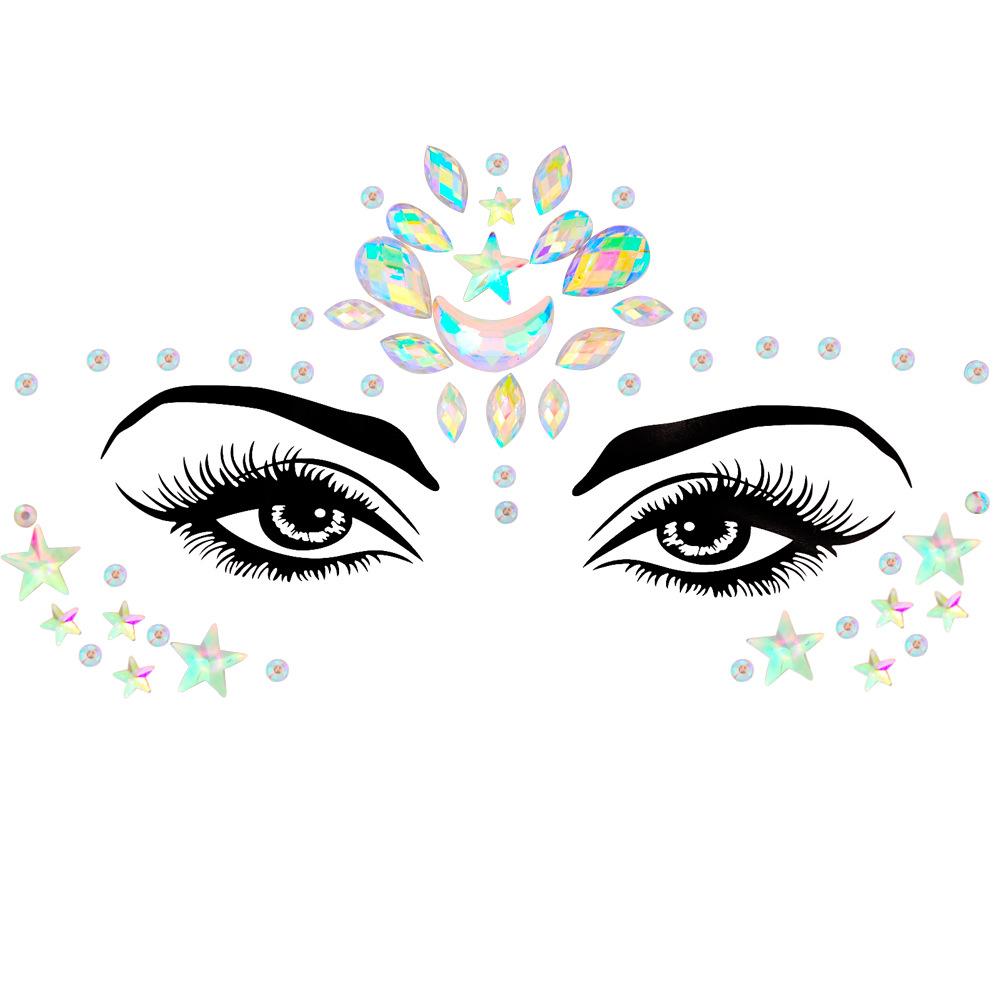 Crystal Tattoo Sticker Glitter Eyeliner Eyebrow Makeup Face Eyes Diamond Temporary Tattoo Rock Rhinestone 3D Eyeliner Stickers