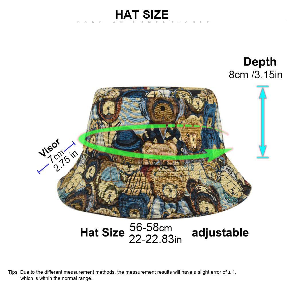 Cartoon Little Bear Fisherman Hat Cotton Hemp Cloth Jacquard Sun Protection Hat Foldable Face Covering Sun Caps Girl