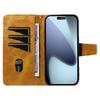 For iPhone 17 Pro Leather Case Wallet Stand Grids Imprinted Phone Cover with Strap