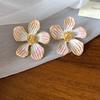 Sweet Oil Drop Flower Ear Studs Baroque Korean Style Earrings Enamel Flower Earrings  Jewelry