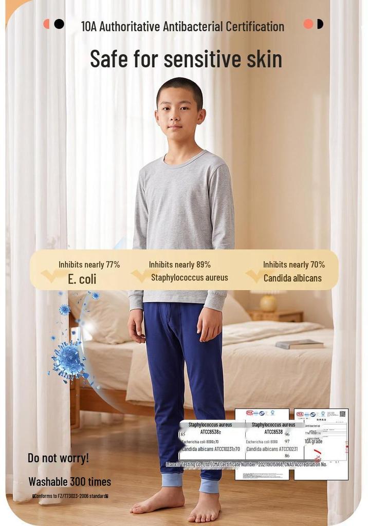 Kids' Warm Cotton Autumn Pants: Youth Base Layer Trousers for Boys - Middle & Large Children's Winter Pajama Pants