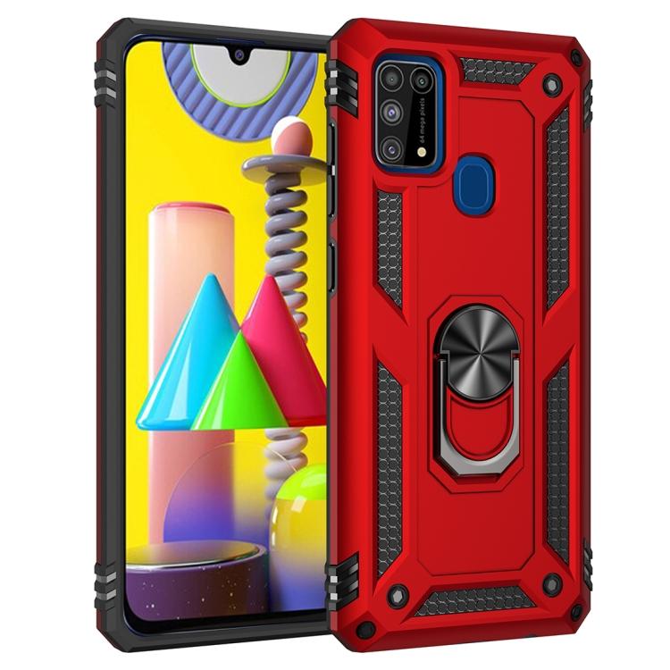 

Shockproof TPU + PC Protective Case with 360 Degree Rotating Holder For Samsung Galaxy M31 червоний