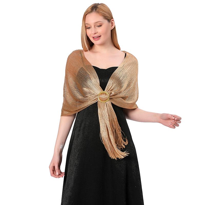 Gold- & Silberfaden-Schal: Braut-, Brautjungfern-, Abschlussball-, Partykleid-Accessoire mit Schnalle