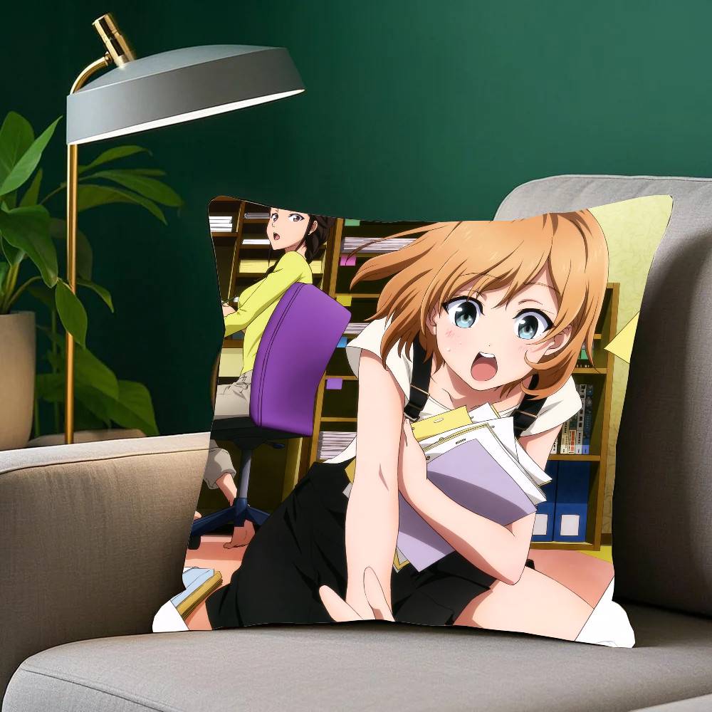 Anime S-SHIROBAKO Pillow Case Home Decor Throw For Sofa Bed Car Room Decor Gift Idea