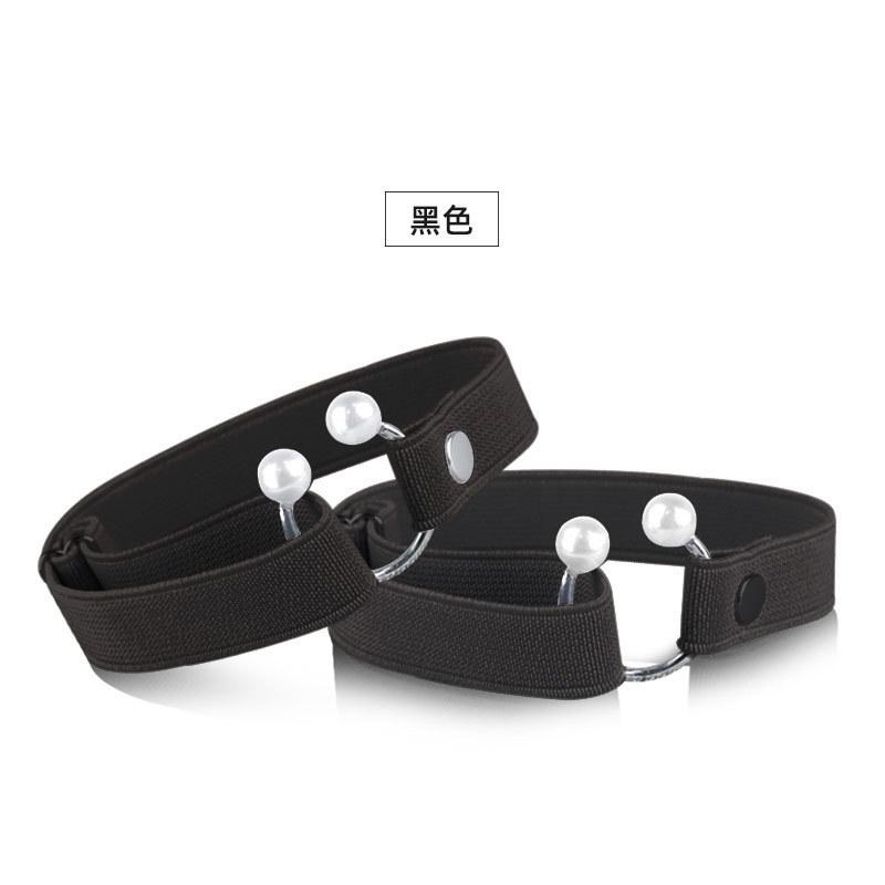 Adjustable High Heel Shoe Straps Anti-Slip Elastic Band with Metal Ring and Pearl Beads for Secure Fit and Heel Support