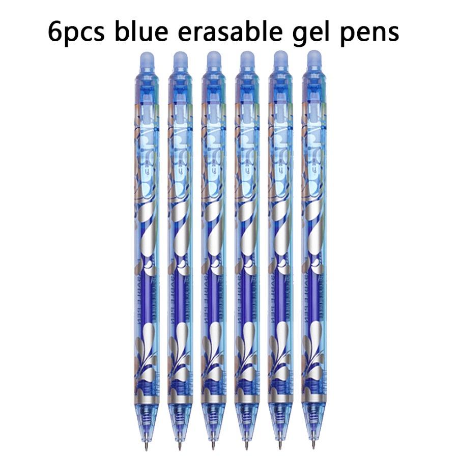 Set of Retractable Gel Pens with a 0.5Mm Tip, Perfect for Correcting Mistakes with Washable Barrels. Including 6 Erasable Pens