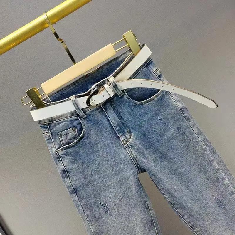 Women Spring Autumn Korean Vintage Elastic Tight Denim Jeans Casual High Waist Pencil Pants