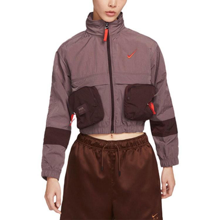 Nike Spliced Logo Zip-Up Hooded Jacket Women Jacket Eclipse Purple Red DV8035-291