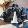 Boys Thin Faux Leather Jacket Spring Autumn Cool Kids Coat Baby Fashion Outerwear