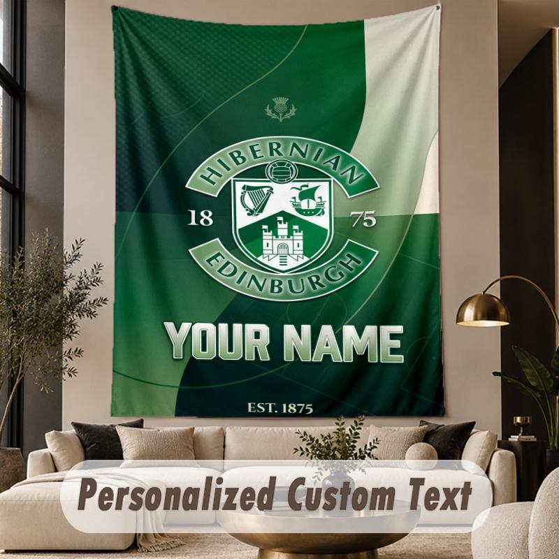 Custom Text Tapestry Hibernian FC Print Wall Tapestry Indoor Living Room Wall Decor