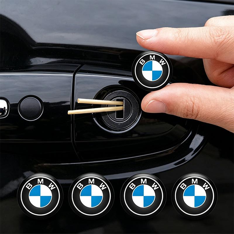 WCHT7 4pcs Car Door Lock Keyhole Stickers Anti-blocking Decals For BMW E46 F48 1 3 5 6 7 Series X1 X3 X4 X5 X6 F20 E60 E39 G20 E36 G38