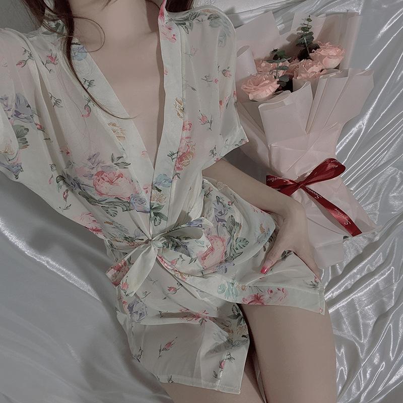 

Sexy lingerie sexy uniform seduction pure desire Japanese cardigan chiffon bathrobe One size fits all