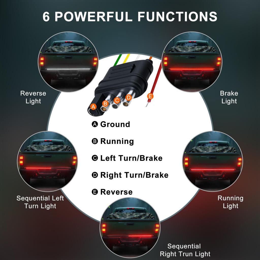 Ligrel 60" Truck Tailgate Lamp Bar - LED Brake Lamp