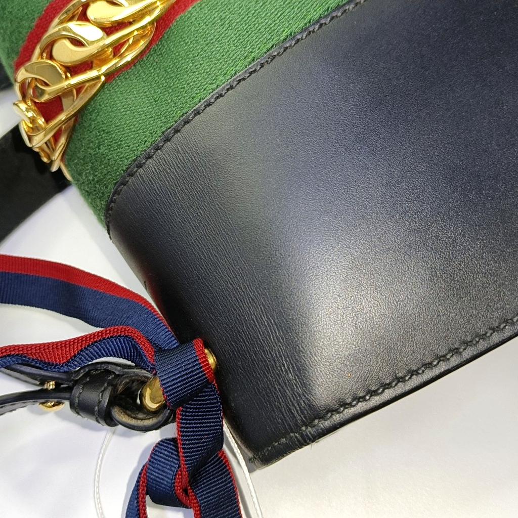 [İkinci El] Sylvie Altın Tokalı Çizgili Dokuma Saten Fiyonklu Geniş Omuz Askılı Deri El Çantası Çapraz Askılı Çanta Omuz Çantası Küçük - İyi #13UCJHJ