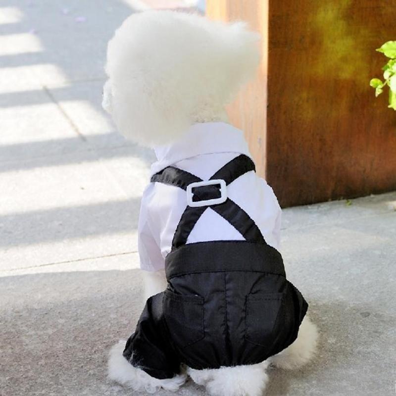 Fashion Dog Pet Puppy Clothes Tuxedo Shirt Suit Bow Tie Stylish Wedding Apparel