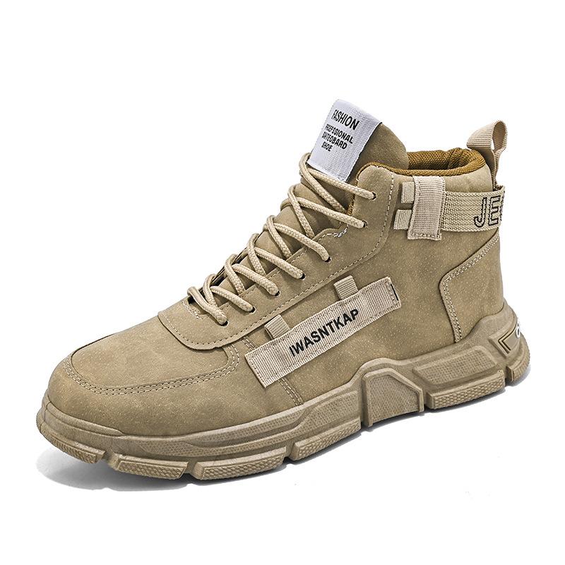 Autumn and winter new fashion men's big head shoes high-top lace-up Martin boots youth thick-soled tooling shoes