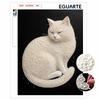 DIY Gerahmtes Perlenmalerei-Set Elegantes Weißes Katzenmuster 3D Funkelndes Perlenleinwand Kreative Heimwanddekoration Bastelbedarf Modernes Geschenk