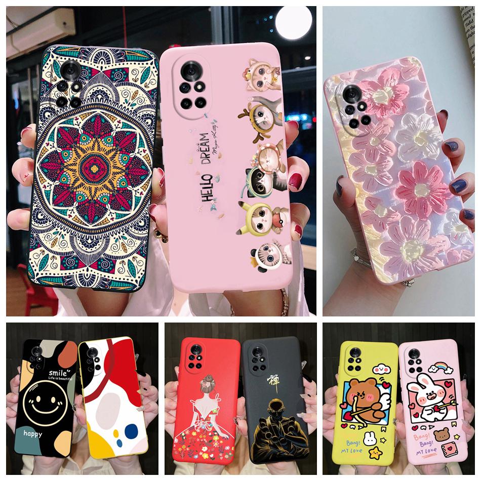 Case For Huawei Nova 8 Pro SE Silicone Flower Cat Cartoon Protector Phone Cases For Huawei Nova8 8Pro 8SE New Fundas Back Cover