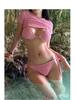 2025 Elegantes Rosa Dreiteiliges Sexy Bikini-Set für Frauen - Schicke Resort-Bademode