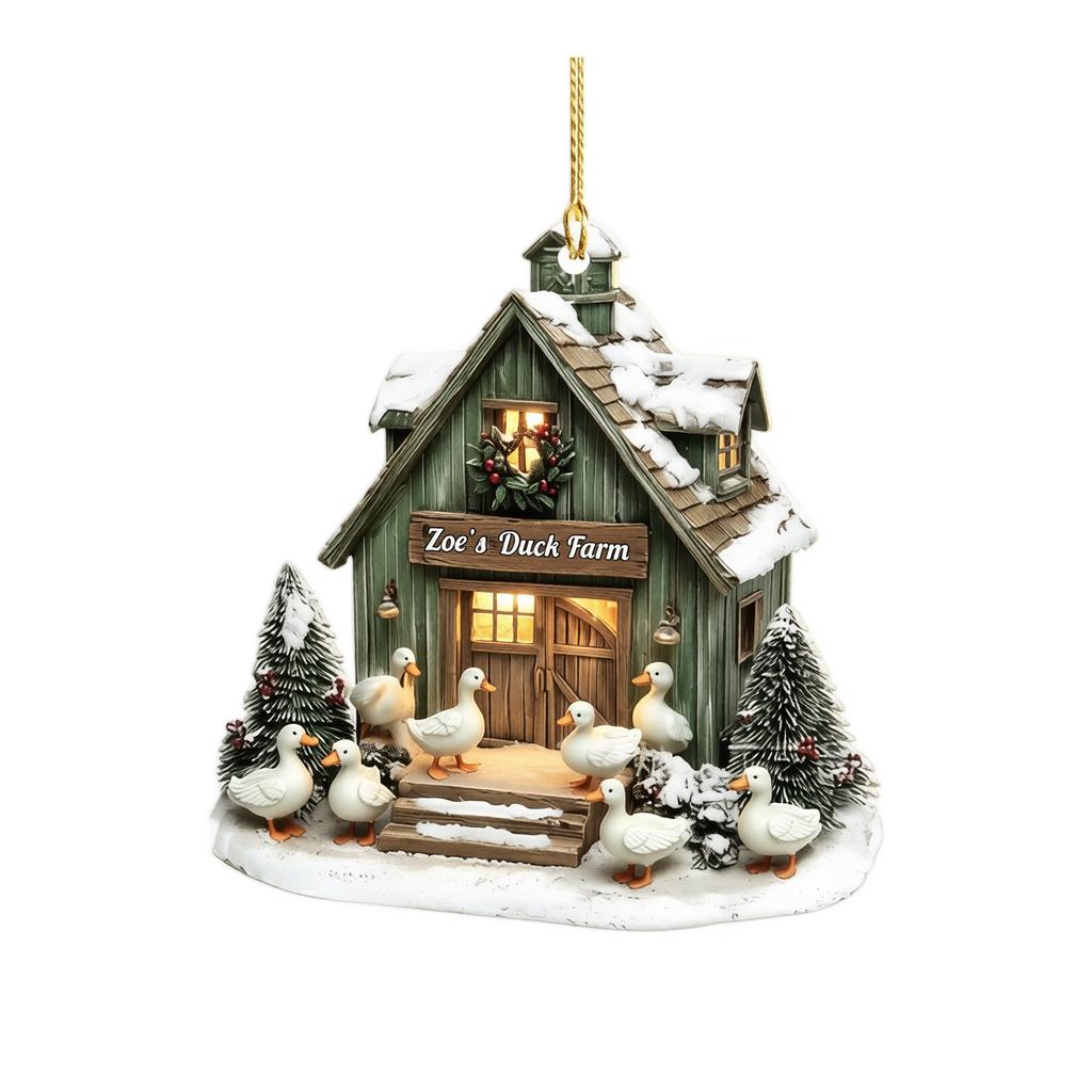 Christmas Animals and Acrylic Hanging Ornaments, Rustic Holiday Decor, 10