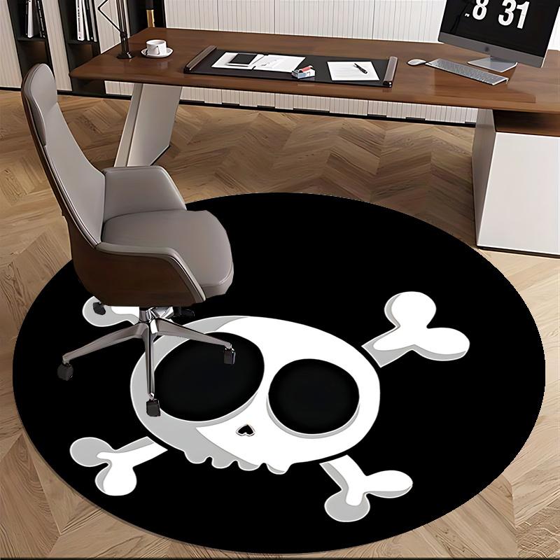 Totenkopf und gekreuzte Knochen Stuhlmatte - Runder Teppich für Heimdekoration, Bürogebrauch, Schlafzimmer, Wohnzimmer, Geschenkidee0489b