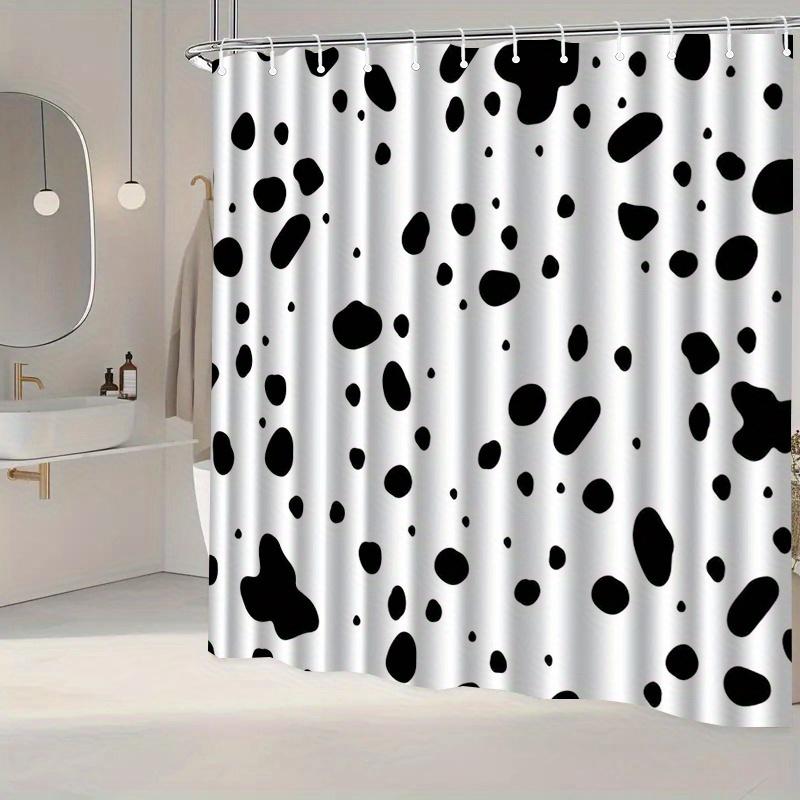 Black And White Dalmatian Pattern Shower Curtain Waterproof Anti Mold Bath Screen Stylish Bathroom Accessories For Home Decor