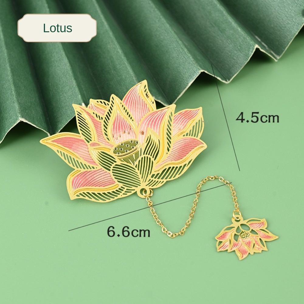 Pendant Metal Bookmark Lotus Leaf Rose Bookmark New Year Gift Lotus Leaf Book Mark Page Marker