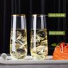 48 Pack Plastic Stemless Champagne Flutes, Disposable Unbreakable 9 Oz Toasting Glasses With Gold rim, Fancy & Shatterproof Champagne Glasses