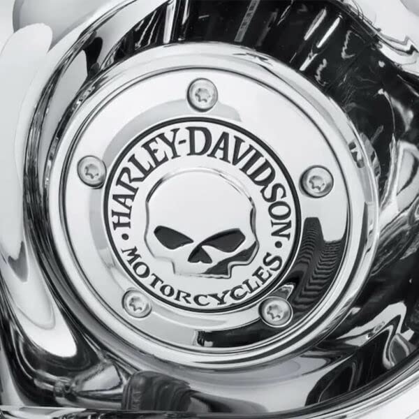 Harley Davidson Skull Derby for and Trike Number Cover, Chrome, Dyna, Softail, Touring, (Part 25441-04A)