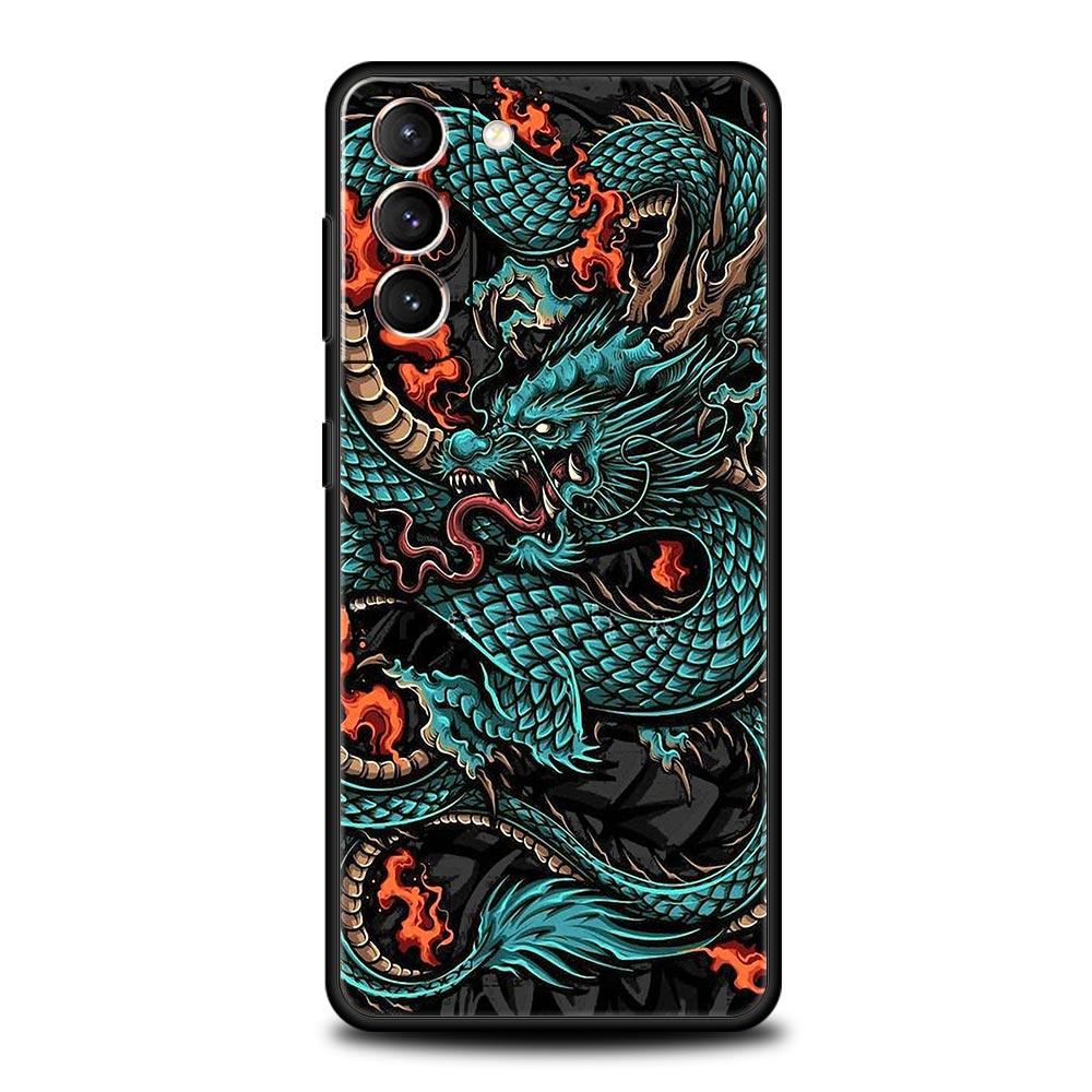 Dragon Phone Case For Samsung Galaxy S25 S24 S23 FE S22 Ultra S20 S21 5G S10 Plus S10E Soft Black Cover