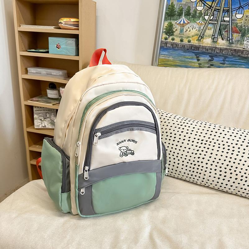 Color Block Backpack Women College Style Schoolbag Junior High School Student Backpack
