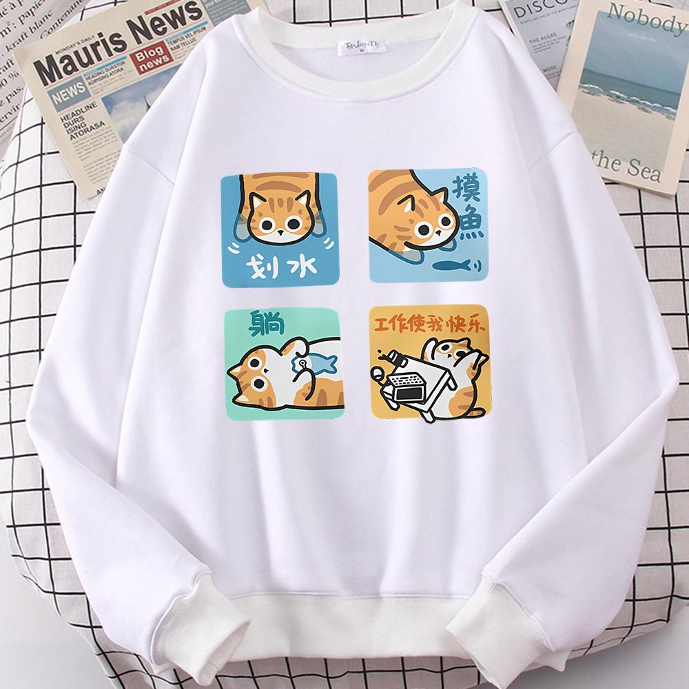 Not Wanting To Work Seriously Cute Print Men Women Clothes O-Neck Hoodies Funny Pattern Print Sweatshirt