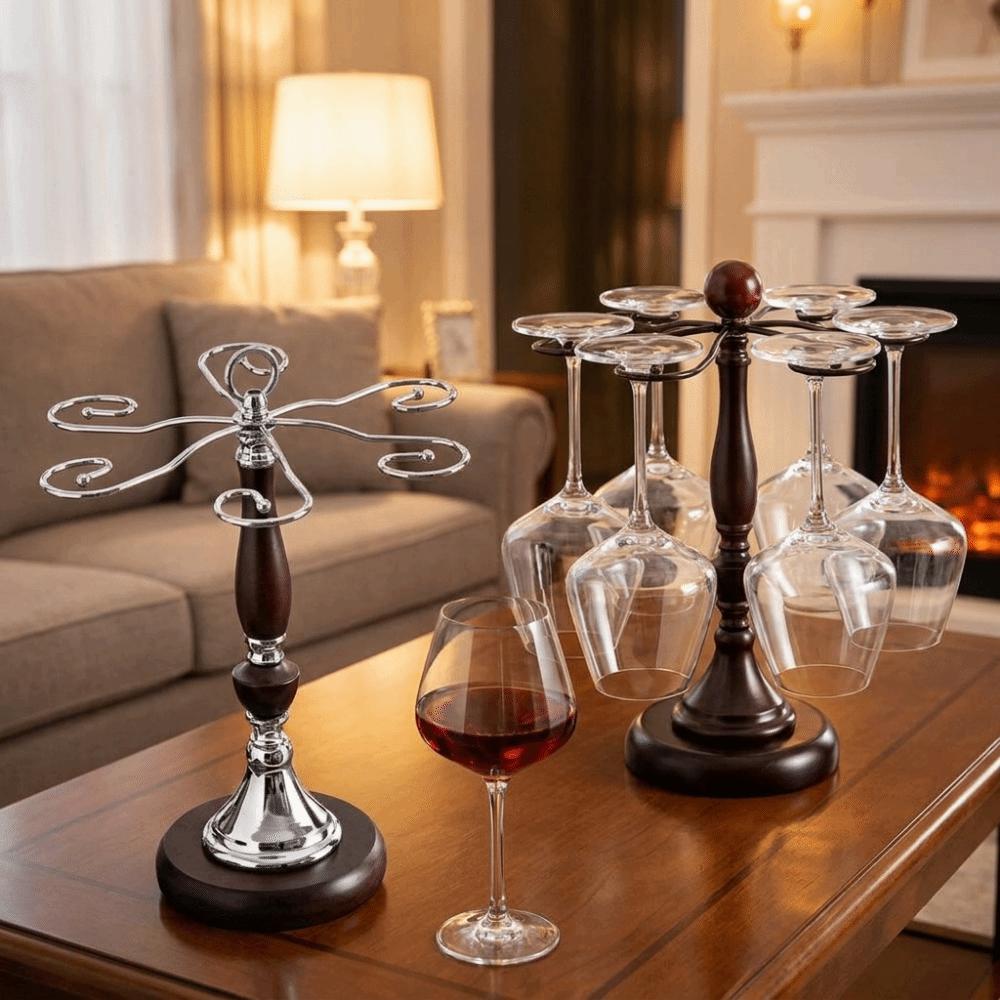 Large Capacity 6 Bottles Wine Glass Rack Freestanding Upside Down Wine Glass Holder Restaurant
