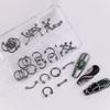 30 ks/krabička Černá/stříbrná slitina kovu ozdoby na nehty dekorace DIY 6 mřížek smíšené cool Y2K punkové doplňky pro nail art manikúra