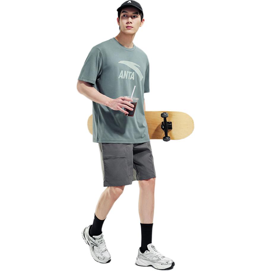 ANTA T Shirts Unisex Gray Green Crew Neck Moderate Straight Fit 952628104-6