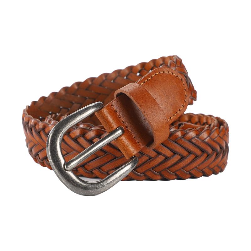 Hand-woven belt for men and women, summer decoration, large size versatile belt without holes, brown belt, extended trend.