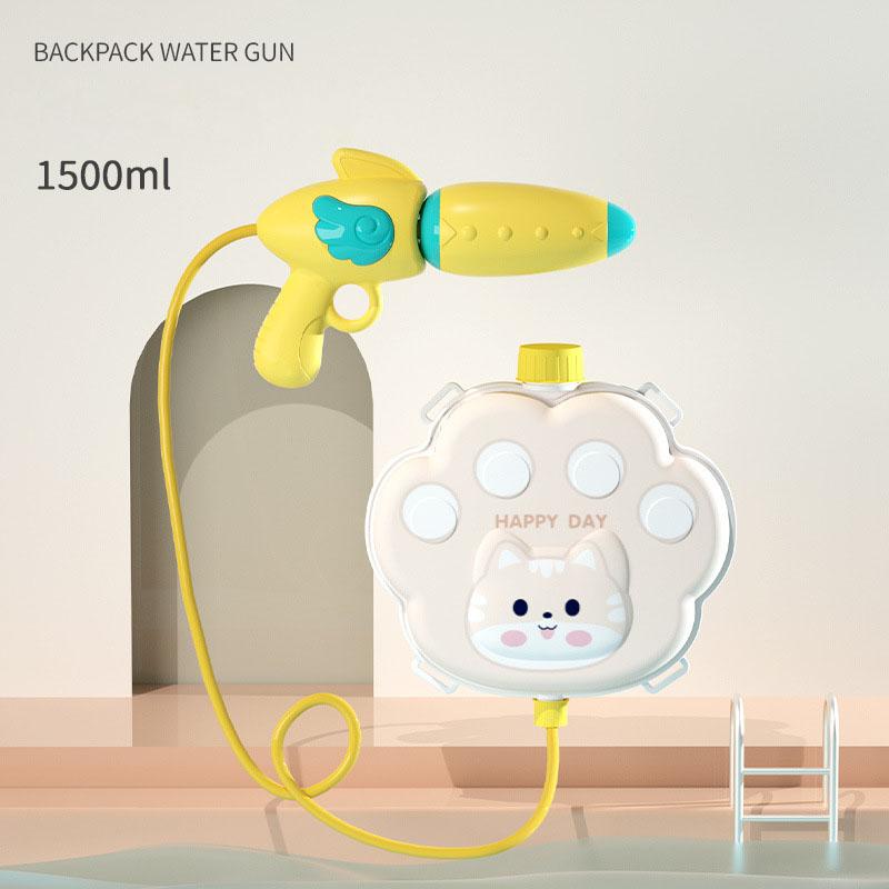 Summer Backpack Water Gun Children Outdoor Game Swimming Pool Beach High Capacity Water Shooter Toy Cartoon Animal Pull-out