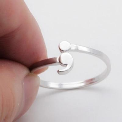 Anello Ispirazione Moda Semplice Design Creativo Punto e Virgola Anello Onda Uomo Donna Gioielli Ispirazionali Regalo Laurea San Valentino