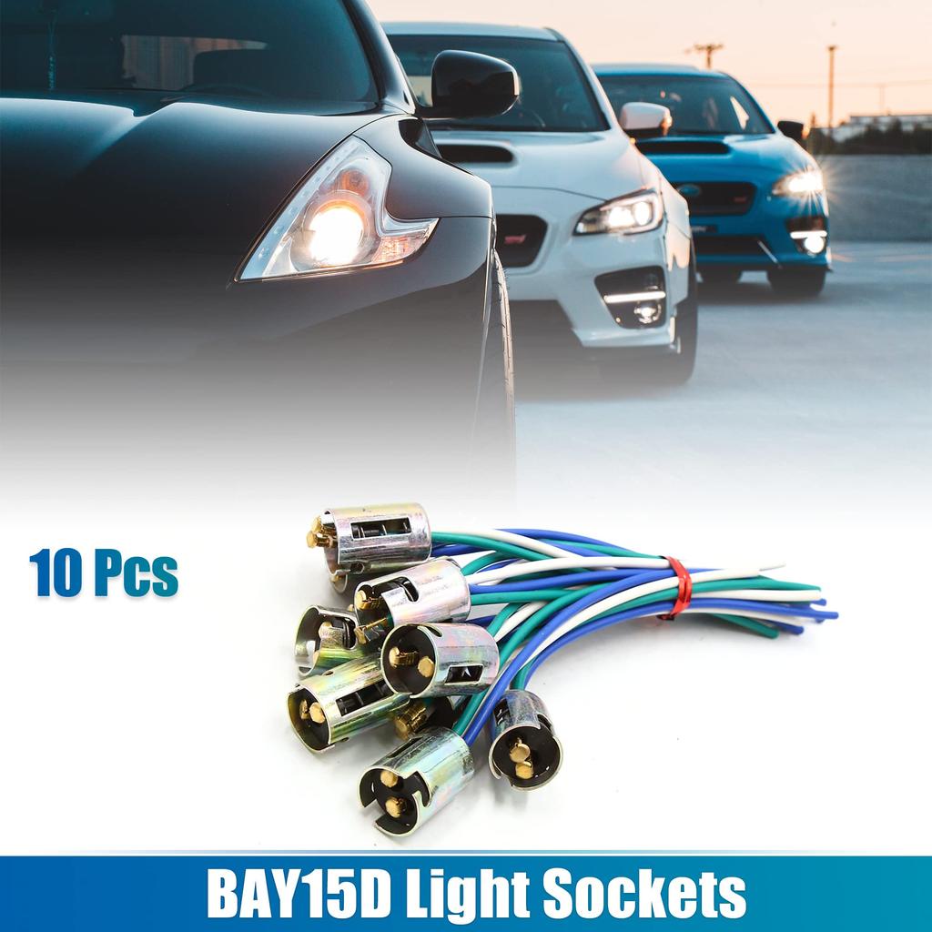 uxcell 10pcs Car Wire Bundle Light Bulb Socket Holder Extension Connector BAY15D Light Socket